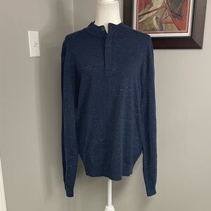 Johnnie-O Mens 1/4 zip merino wool blend sweater blue size Large